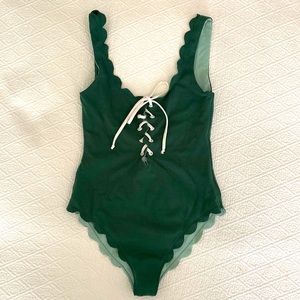 Marysia green lace up one piece swimsuit